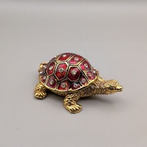 Jeweled Red and Gold Turtle Figurine